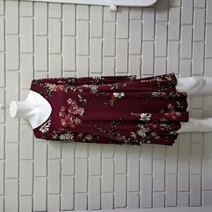 Poseshe Bergandy Floral Long Sleeve Dress. Size Medium NWT